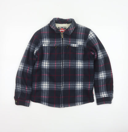 Lee Cooper Boys Navy Plaid Fleece Lined Zip Jacket Age 11-12 Years