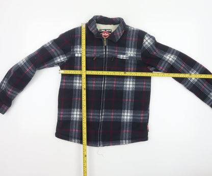 Lee Cooper Boys Navy Plaid Fleece Lined Zip Jacket Age 11-12 Years