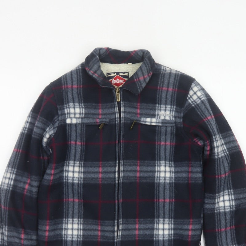 Lee Cooper Boys Navy Plaid Fleece Lined Zip Jacket Age 11-12 Years