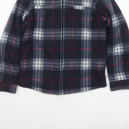 Lee Cooper Boys Navy Plaid Fleece Lined Zip Jacket Age 11-12 Years