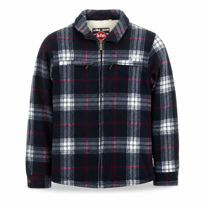 Lee Cooper Boys Navy Plaid Fleece Lined Zip Jacket Age 11-12 Years