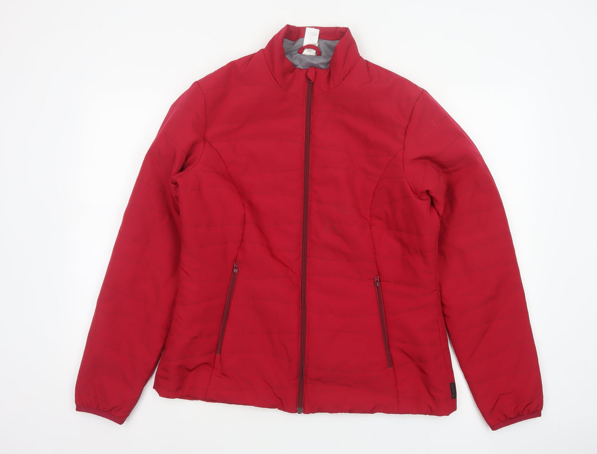 Decathlon Women’s Red UK 12 Quilted Puffer Jacket Zip Pockets