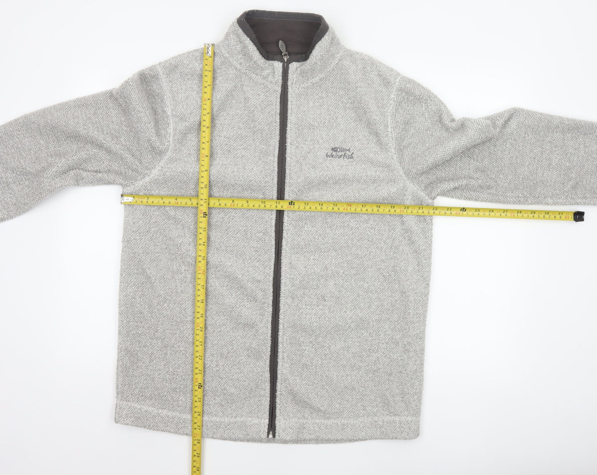 Weird Fish Men’s Grey Fleece Full Zip Stand-Up Collar Jacket M