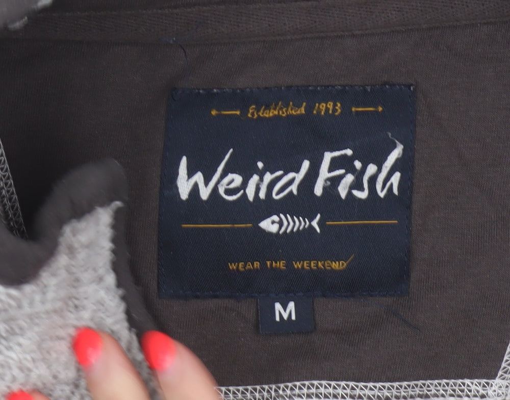 Weird Fish Men’s Grey Fleece Full Zip Stand-Up Collar Jacket M
