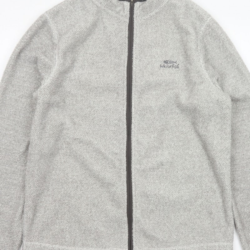 Weird Fish Men’s Grey Fleece Full Zip Stand-Up Collar Jacket M