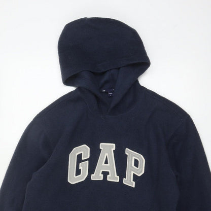 Gap Men’s Blue S Pullover Fleece Hoodie Logo Graphic Pockets