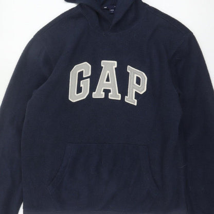 Gap Men’s Blue S Pullover Fleece Hoodie Logo Graphic Pockets