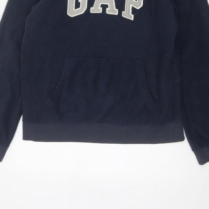 Gap Men’s Blue S Pullover Fleece Hoodie Logo Graphic Pockets