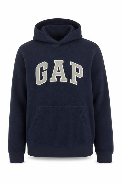 Gap Men’s Blue S Pullover Fleece Hoodie Logo Graphic Pockets