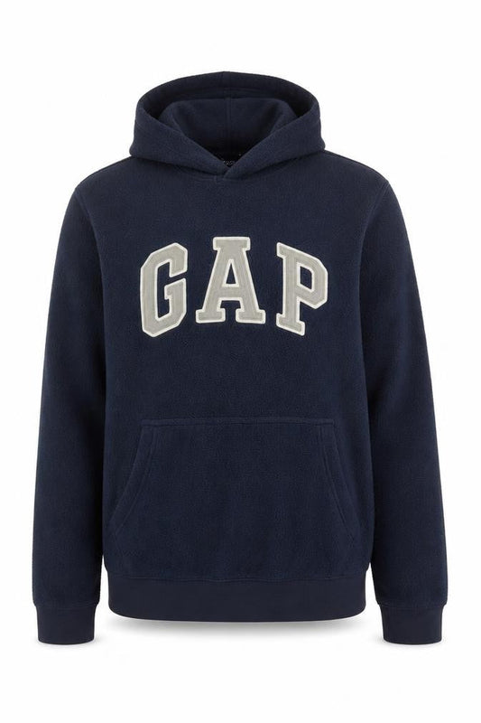 Gap Men’s Blue S Pullover Fleece Hoodie Logo Graphic Pockets