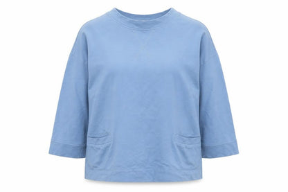 Mistral Women’s Blue Size 12 Cotton Long Sleeve Pocket Jersey Top