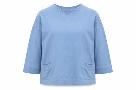 Mistral Women’s Blue Size 12 Cotton Long Sleeve Pocket Jersey Top