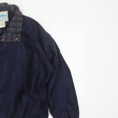 Walrus Men’s Blue M Vintage Windbreaker Rain Jacket Tartan Collar