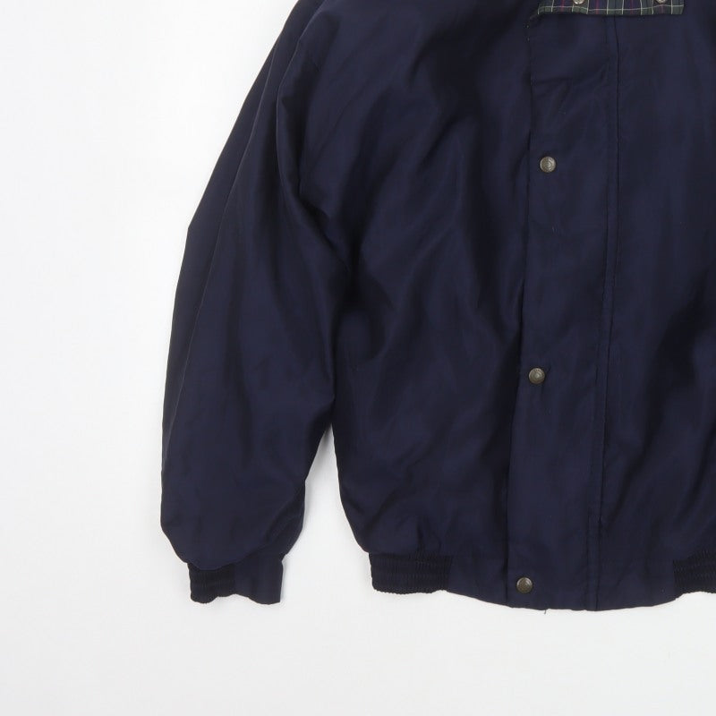 Walrus Men’s Blue M Vintage Windbreaker Rain Jacket Tartan Collar