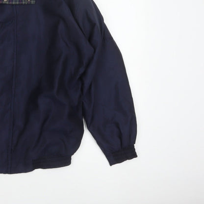 Walrus Men’s Blue M Vintage Windbreaker Rain Jacket Tartan Collar