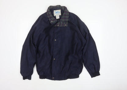 Walrus Men’s Blue M Vintage Windbreaker Rain Jacket Tartan Collar