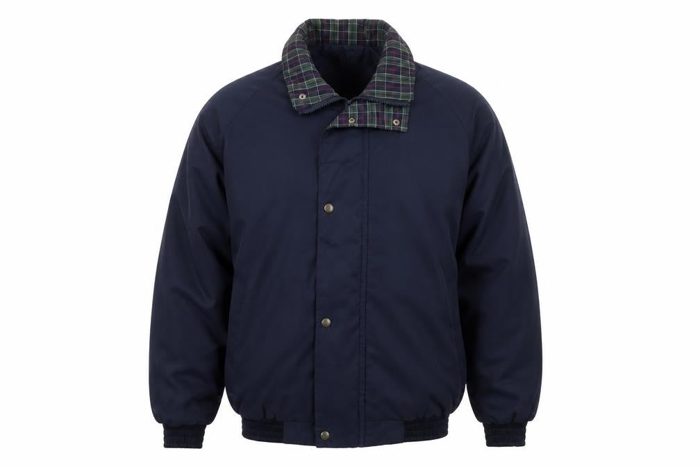 Walrus Men’s Blue M Vintage Windbreaker Rain Jacket Tartan Collar