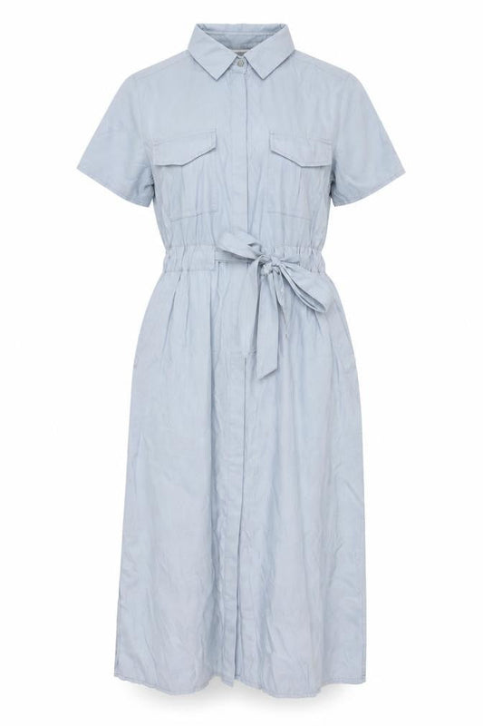 Honey & Koko Women's Blue S Long Belted Shirt Dress Pockets