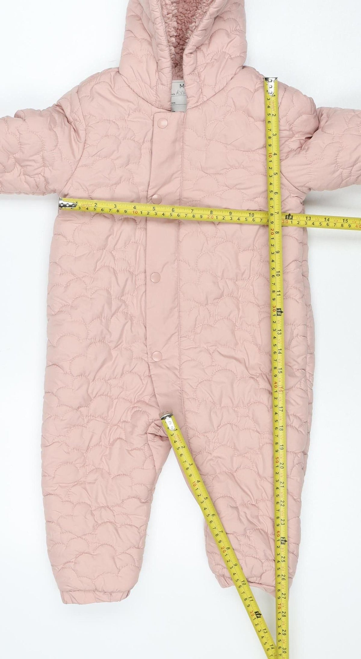 M&S Girls Pink 3-6 Months Quilted Hooded Padded Snowsuit