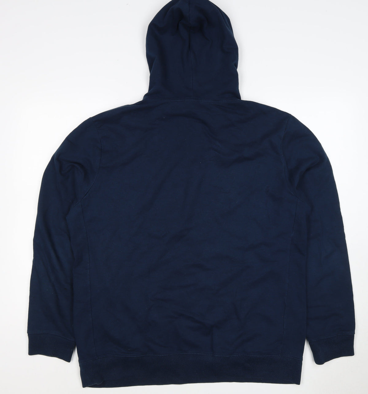 GAP Men’s Navy Blue L Pullover Hoodie Red Logo Graphic Cotton