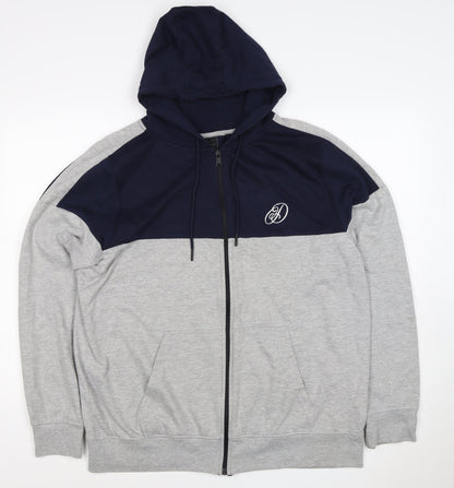 Dissident Men’s Navy Grey XL Full Zip Logo Hoodie