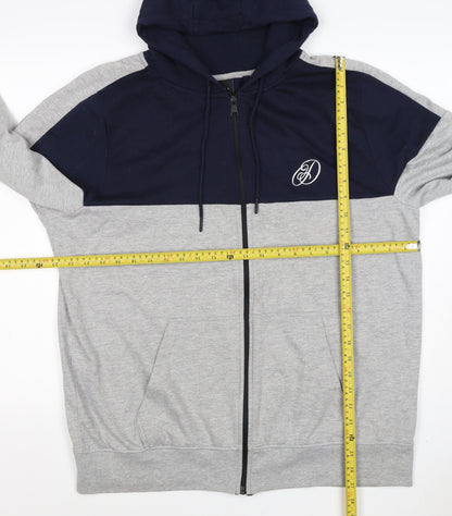 Dissident Men’s Navy Grey XL Full Zip Logo Hoodie