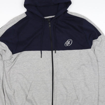 Dissident Men’s Navy Grey XL Full Zip Logo Hoodie