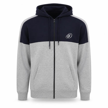 Dissident Men’s Navy Grey XL Full Zip Logo Hoodie
