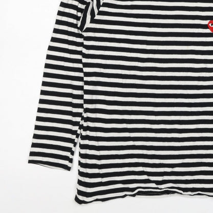 Comme des Garçons PLAY Women’s Black White Stripe Heart Long Sleeve T-Shirt XL