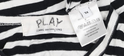 Comme des Garçons PLAY Women’s Black White Stripe Heart Long Sleeve T-Shirt XL