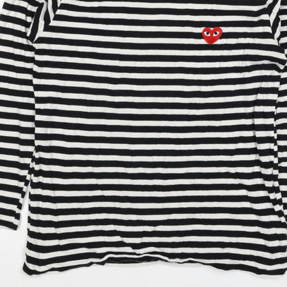 Comme des Garçons PLAY Women’s Black White Stripe Heart Long Sleeve T-Shirt XL