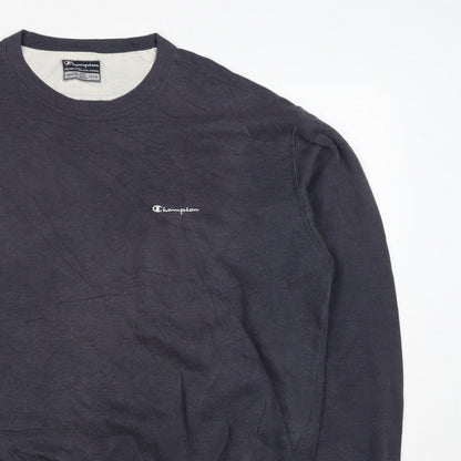 Champion Men Blue XL Vintage Crew Neck Logo Pullover Sweatshirt