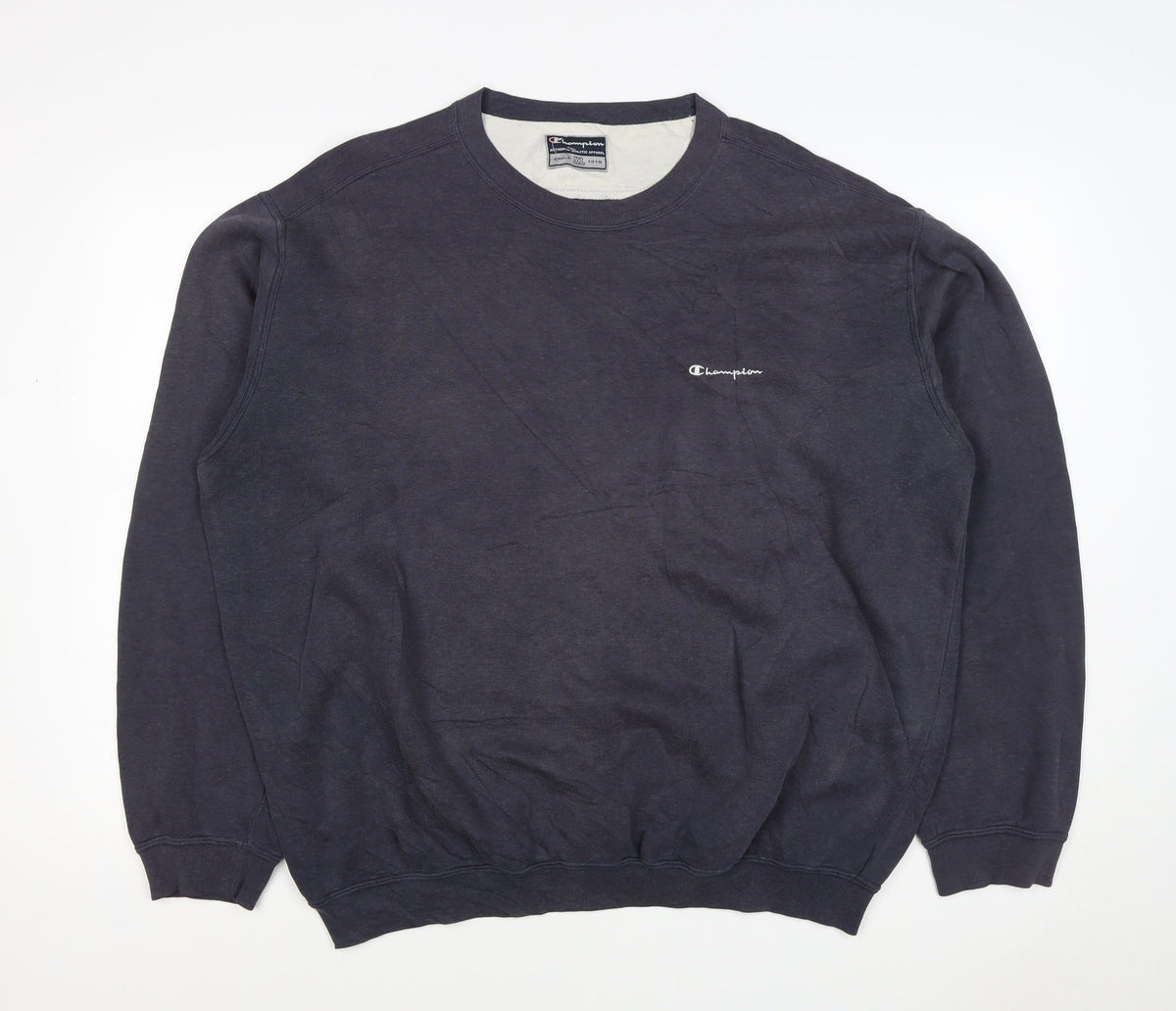 Champion Men Blue XL Vintage Crew Neck Logo Pullover Sweatshirt