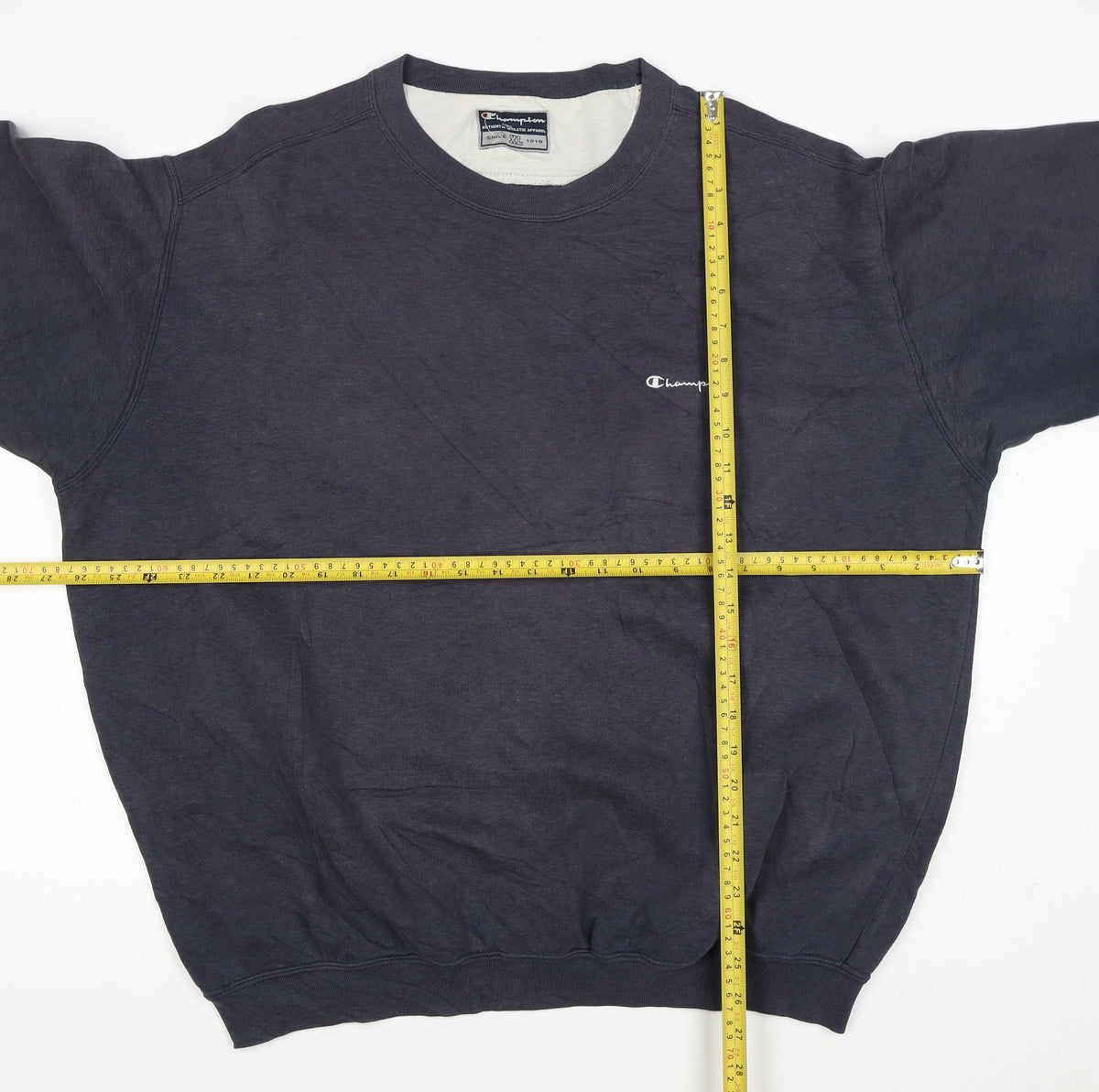 Champion Men Blue XL Vintage Crew Neck Logo Pullover Sweatshirt