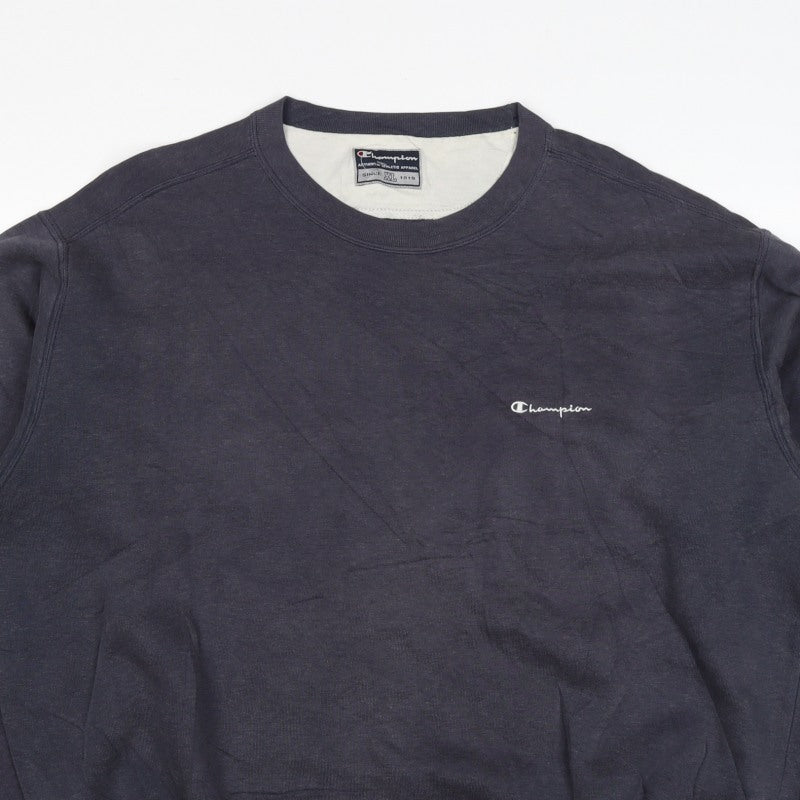 Champion Men Blue XL Vintage Crew Neck Logo Pullover Sweatshirt