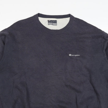 Champion Men Blue XL Vintage Crew Neck Logo Pullover Sweatshirt