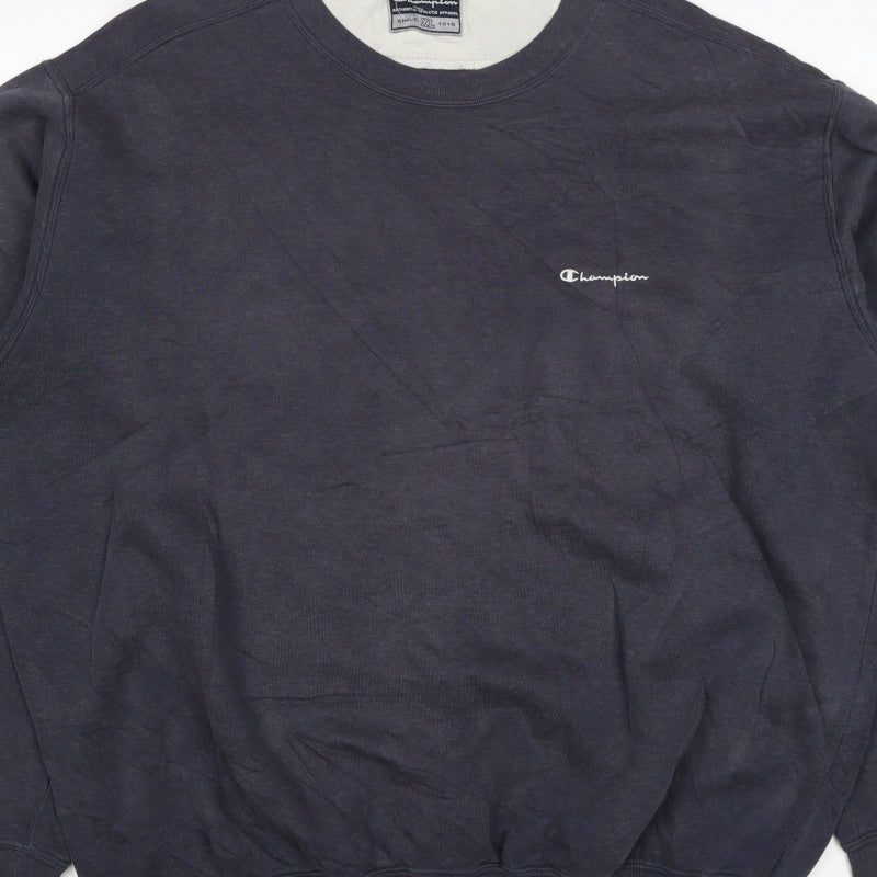 Champion Men Blue XL Vintage Crew Neck Logo Pullover Sweatshirt