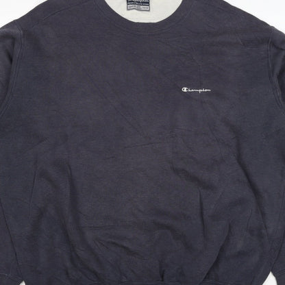 Champion Men Blue XL Vintage Crew Neck Logo Pullover Sweatshirt