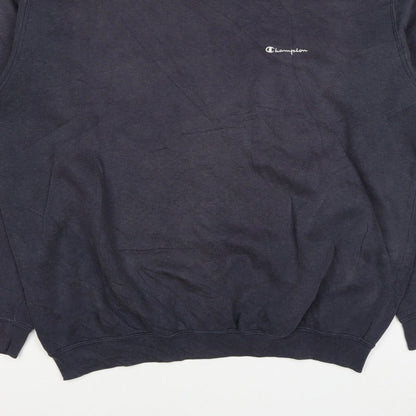 Champion Men Blue XL Vintage Crew Neck Logo Pullover Sweatshirt