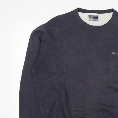 Champion Men Blue XL Vintage Crew Neck Logo Pullover Sweatshirt