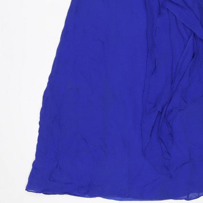 Monsoon Women Blue UK 14 Fit & Flare Beaded Chiffon Party Dress
