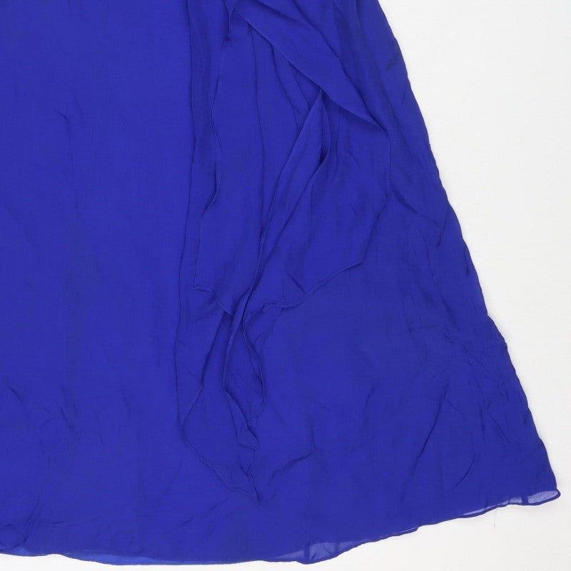 Monsoon Women Blue UK 14 Fit & Flare Beaded Chiffon Party Dress