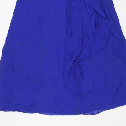 Monsoon Women Blue UK 14 Fit & Flare Beaded Chiffon Party Dress