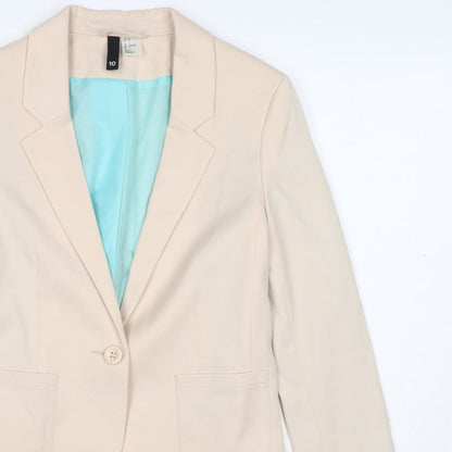 H&M Divided Women Beige UK 8 Single Button Lined Blazer