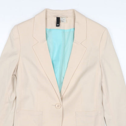 H&M Divided Women Beige UK 8 Single Button Lined Blazer