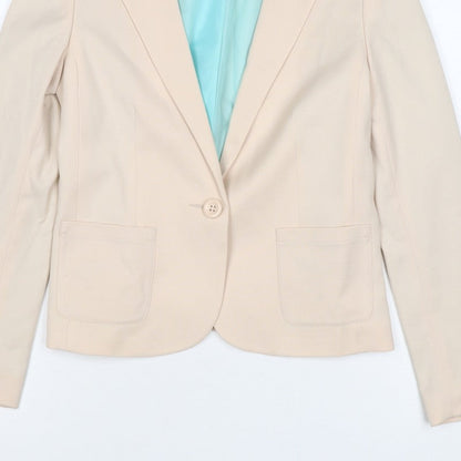 H&M Divided Women Beige UK 8 Single Button Lined Blazer