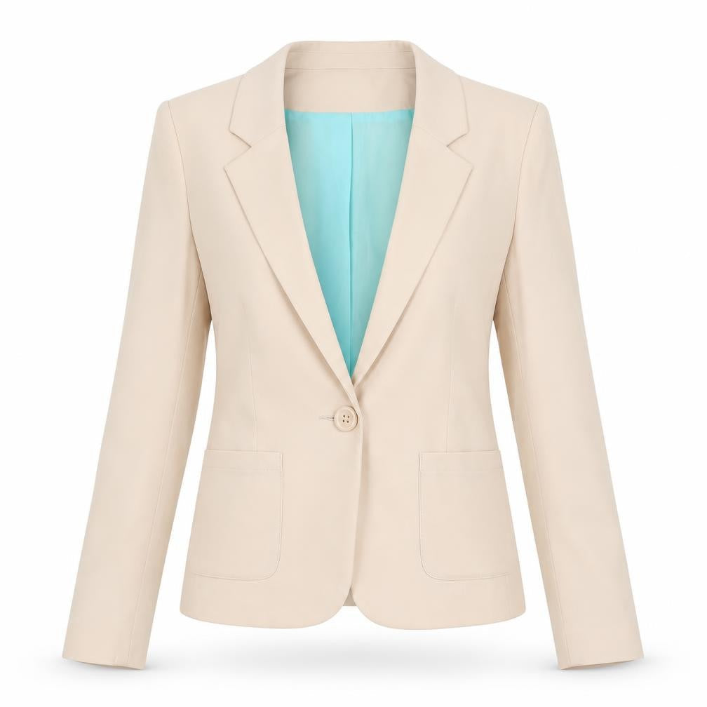 H&M Divided Women Beige UK 8 Single Button Lined Blazer