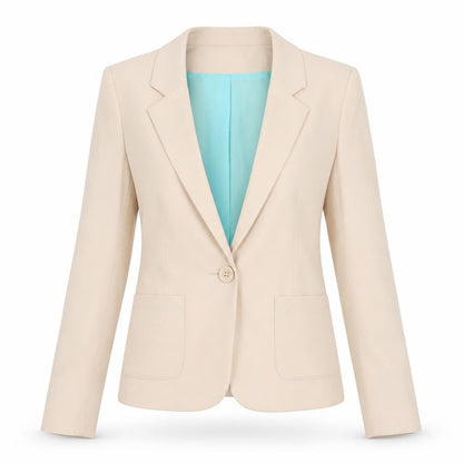 H&M Divided Women Beige UK 8 Single Button Lined Blazer