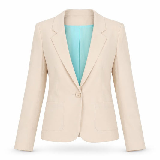 H&M Divided Women Beige UK 8 Single Button Lined Blazer