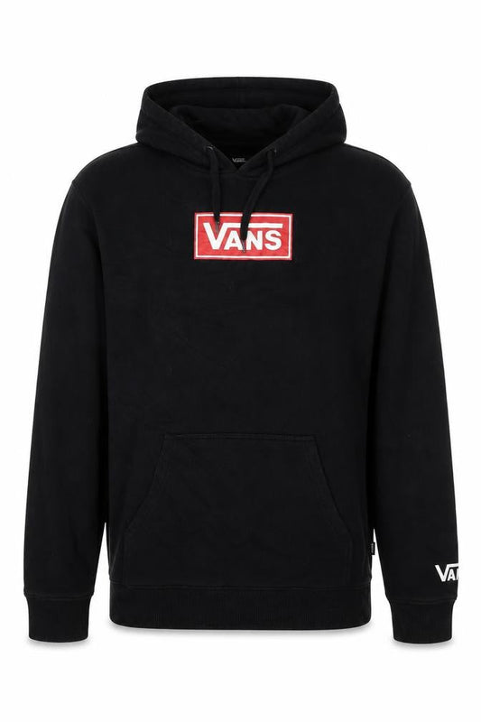 Front view of Vans Men's Black XS Pullover Logo Hoodie Cotton Skateboarding